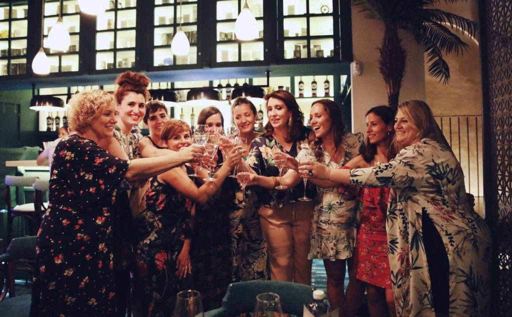 tropical bridal party